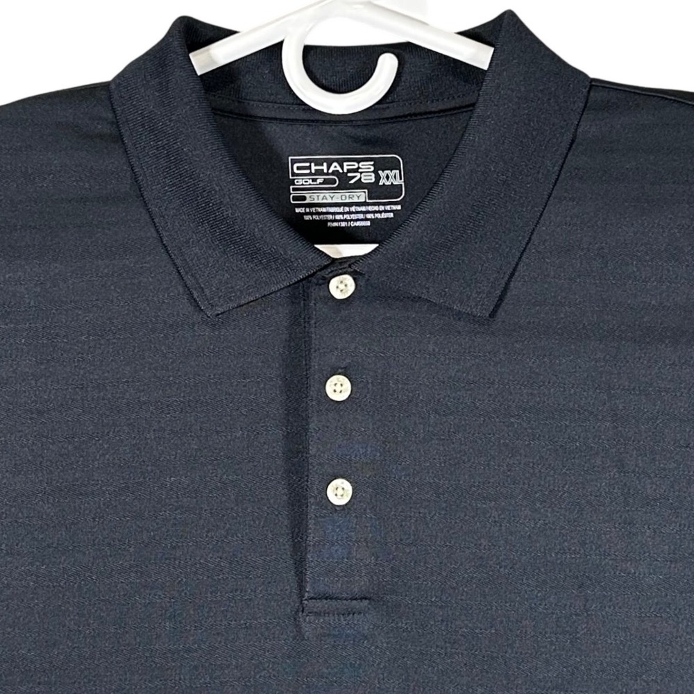 Chaps Golf Stay-Dry Polo Shirt Mens XXL Navy Blue Pebble Beach Textured New